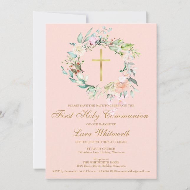 Kommunisiens första Heliga Guld Kor Blommigt  Rosa Spara Datumet (Framsida)