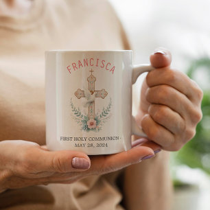 Kommunisiens första Heliga Rosa Blommigt Kor och D Kaffemugg