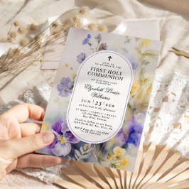 Kommunision för vattenfärgsLila och Gult första He Inbjudningar