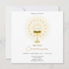 Kommunision Guld med Chalice-inbjudan Spara Datumet