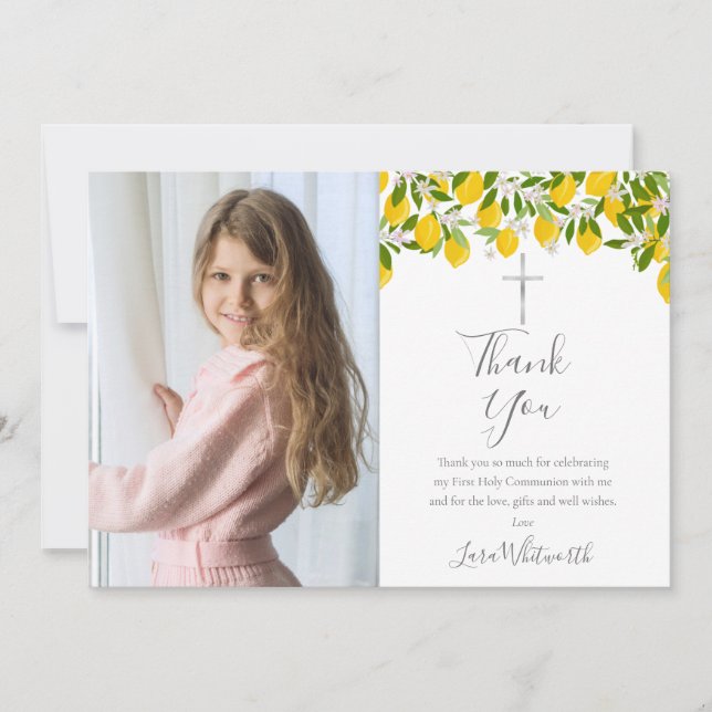 Kommunision Lemons Silver Kor Foto i första Heliga Tack Kort (Framsida)