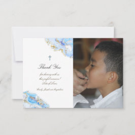 Kommunisionen i första Heligan tackar er blå marmo Inbjudningar