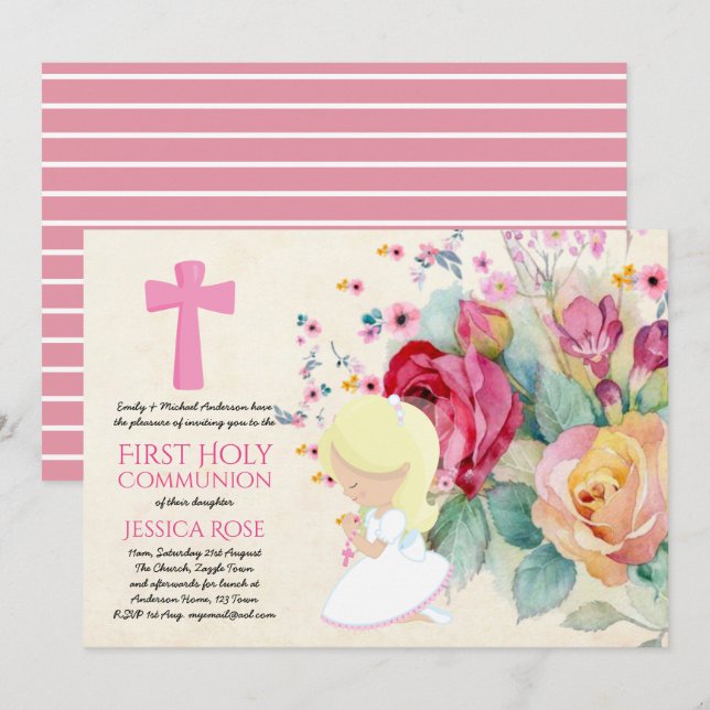 Kommunisiska Inbjudningskort blommor i första Heli (Fram/baksida)