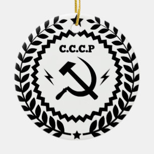 Kommunisten CCCP bultar skäraemblem Julgransprydnad Keramik