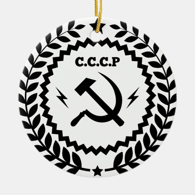 Kommunisten CCCP bultar skäraemblem Julgransprydnad Keramik (Framsidan)