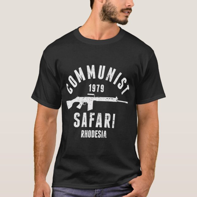 Kommunisten Safari 1979 Rhodesia Light Infantry T Shirt (Framsida)