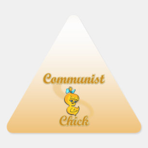 Kommunistisk Chick Triangelformat Klistermärke