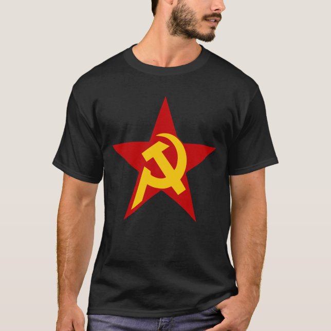 Kommunistisk DHKC-stjärna på svart Tee Shirt (Framsida)