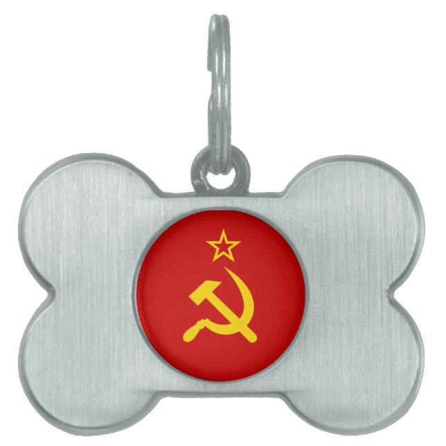 Kommunistisk Ryssland flagga USSR Namnbricka Husdjur (Framsidan)
