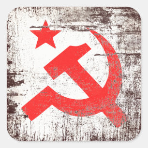 Kommunistisk symbol fyrkantigt klistermärke