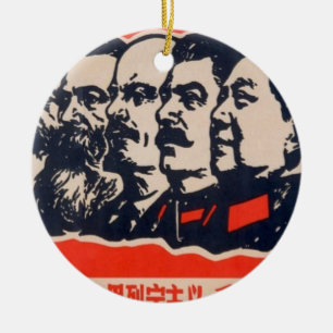 Kommunistledare Propagandas ordförande Mao Stalin Julgransprydnad Keramik