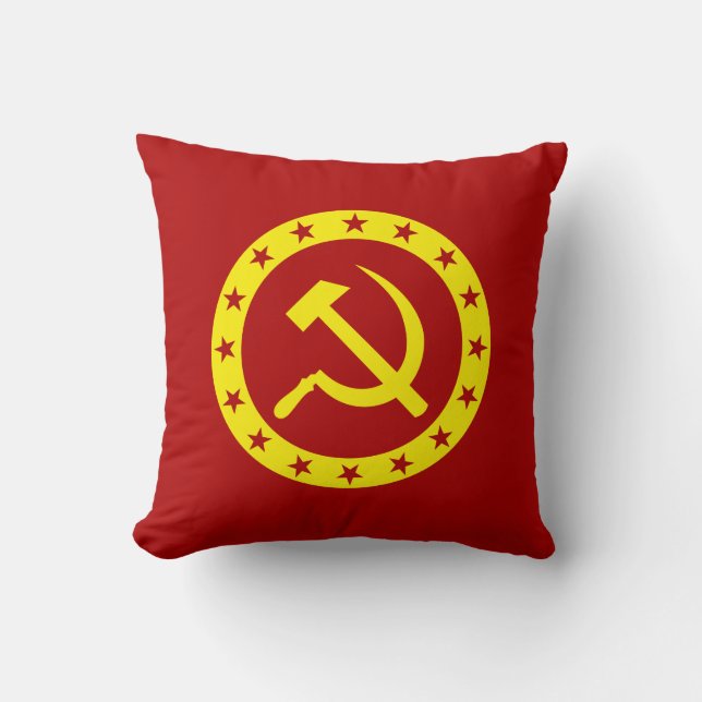 Kommunistsymbol hammaren och skäran kudde (Framsida)