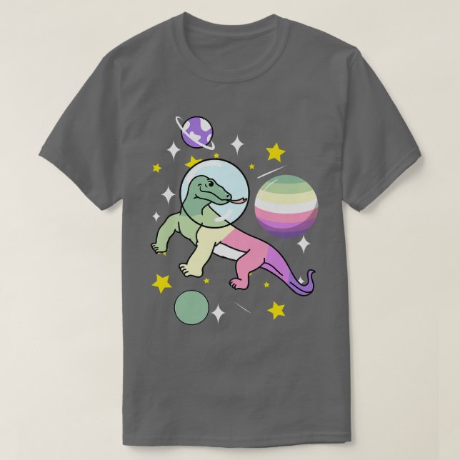 Komodo Dragon Astronaut Genderfae T Shirt (Design framsida)