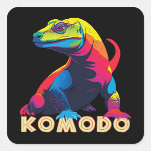 Komodo Dragon Fyrkantigt Klistermärke