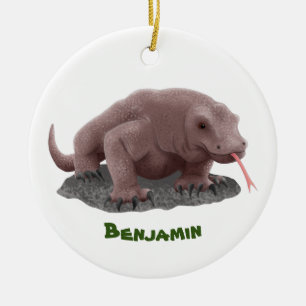 Komodo dragon illustration julgransprydnad keramik