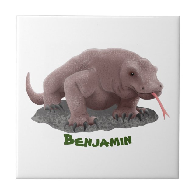 Komodo dragon illustration kakelplatta (Framsidan)