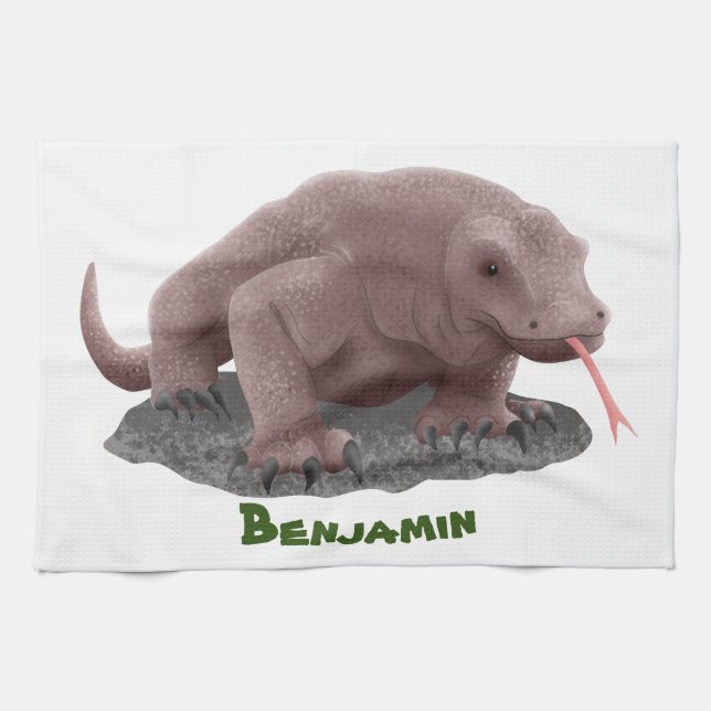 Komodo dragon illustration kökshandduk (Horisontell)