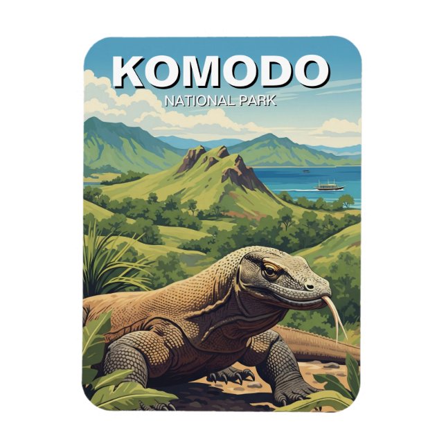 Komodo Dragon Indonesia nationalpark Magnet (Vertikal)