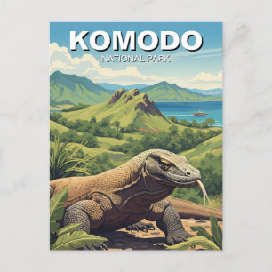 Komodo Dragon Indonesia nationalpark Vykort