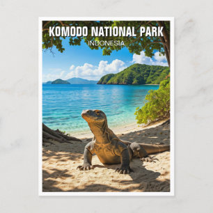 Komodo Dragon Indonesia nationalpark Vykort