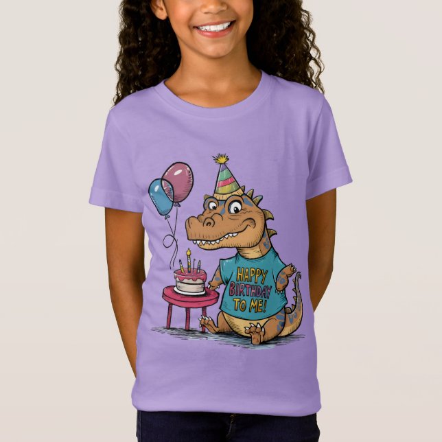 Komodo Dragon med födelsedagshatt humoristisk T Shirt (Framsida)