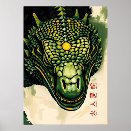 Komodo Dragon Pansar Huvud – Vild Reptilisk Kraft Poster