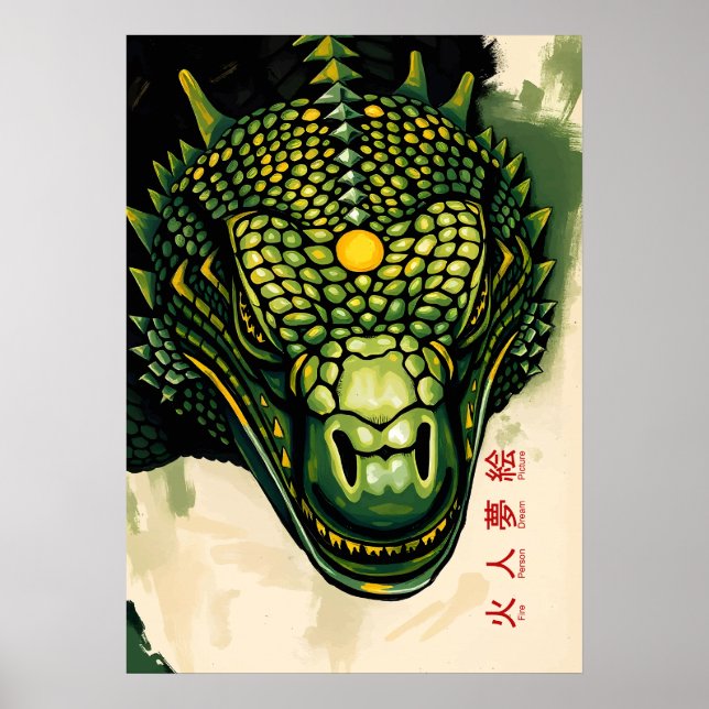 Komodo Dragon Pansar Huvud – Vild Reptilisk Kraft Poster (Framsidan)