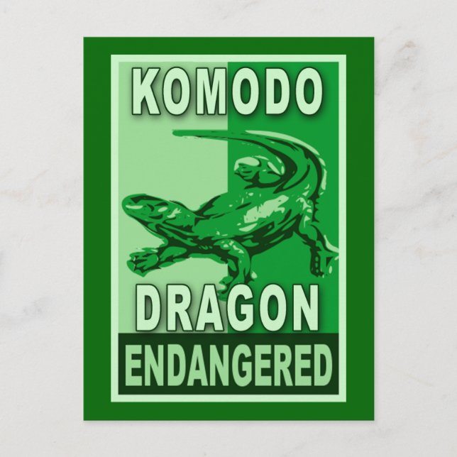 Komodo Dragon Pop Art Tshirts Vykort (Framsida)