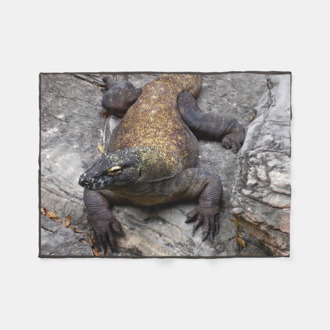 Komodo Dragon Warm Rock Scene Fleecefilt (Framsidan (Horisontell))
