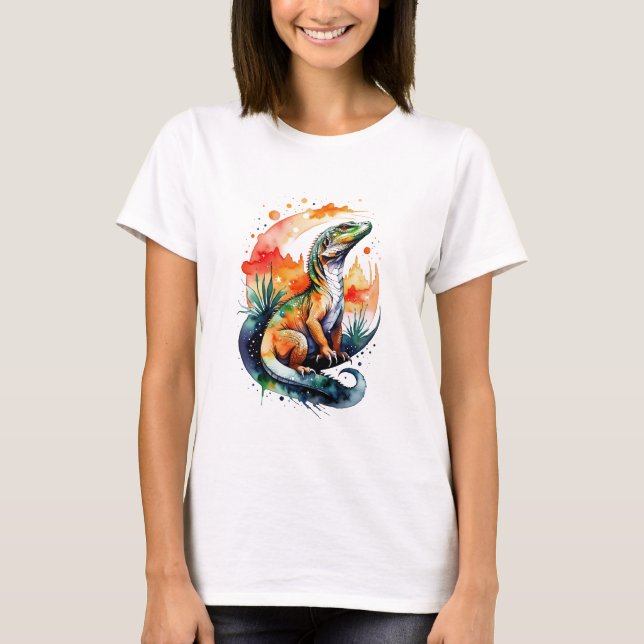 Komodo Dragon Watercolor T Shirt (Framsida)