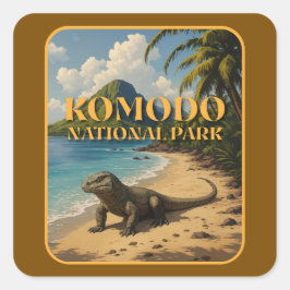 Komodo National Park Indonesia Fyrkantigt Klistermärke
