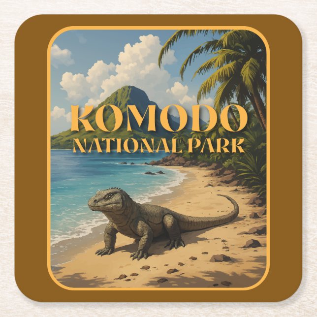 Komodo National Park Indonesia Underlägg Papper Kvadrat (Framsidan)