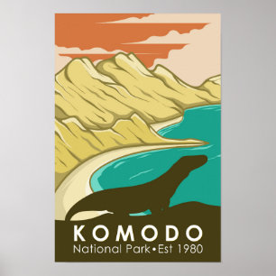 Komodo National Park Indonesia Vintage Poster