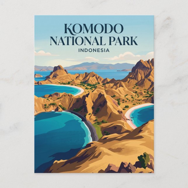 Komodo nationalpark Indonesien Vykort (Framsida)