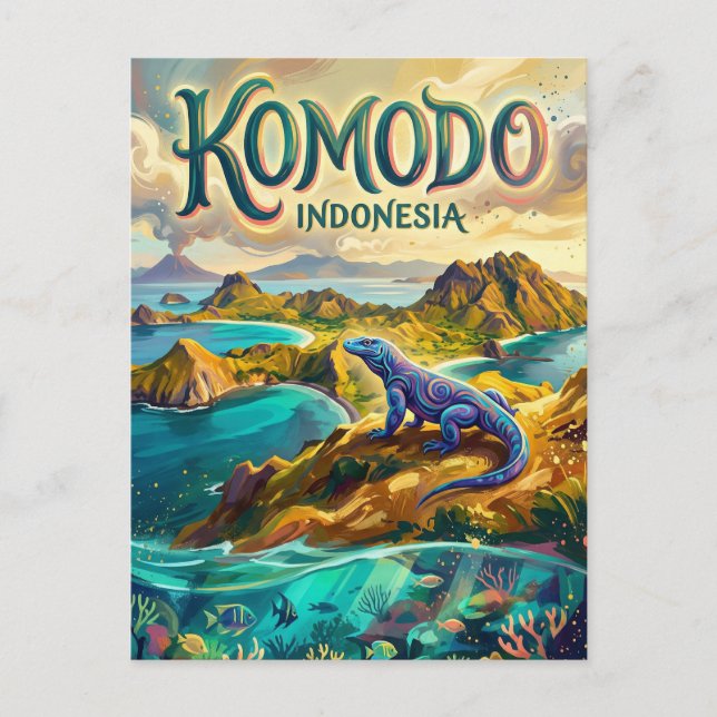 Komodo nationalpark Indonesien Vykort (Framsida)