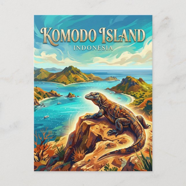 Komodo nationalpark Indonesien Vykort (Framsida)