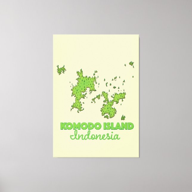 Komodo ö Indonesia Karta Canvastryck (Framsida)