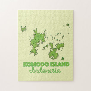 Komodo ö Indonesia Karta Pussel