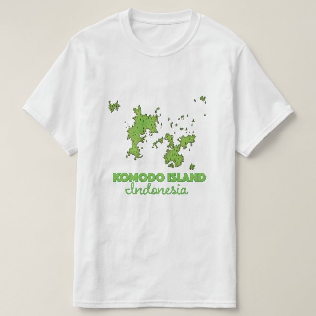 Komodo ö Indonesia Karta T Shirt (Design framsida)