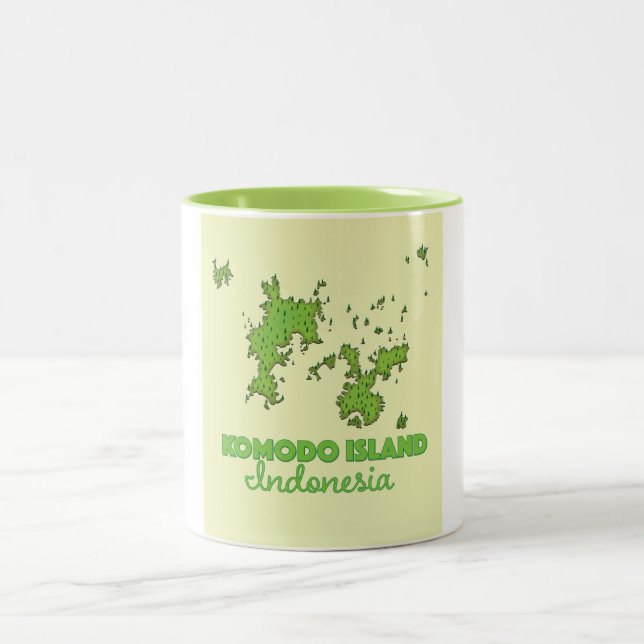 Komodo ö Indonesia Karta Två-Tonad Mugg (Center)