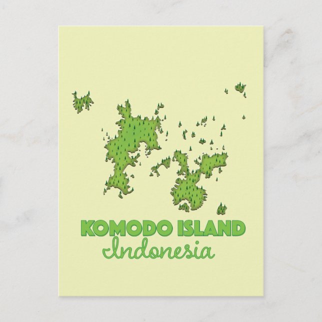 Komodo ö Indonesia Karta Vykort (Framsida)