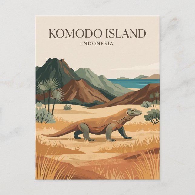 Komodoön Indonesien Vykort (Framsida)