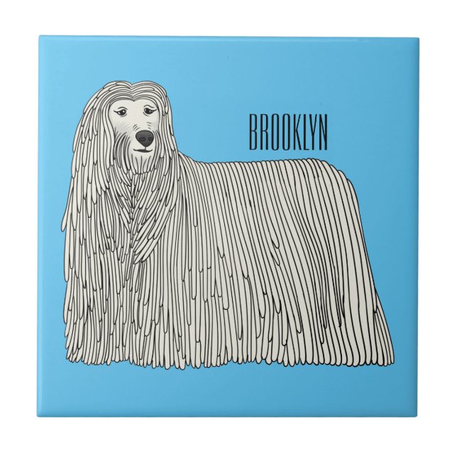 Komondor dog cartoon illustration kakelplatta (Framsidan)