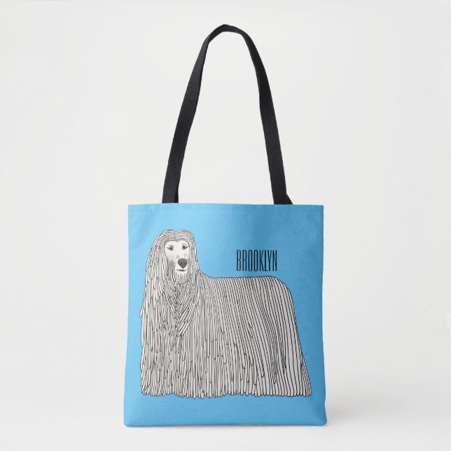 Komondor dog cartoon illustration tygkasse (Framsida)