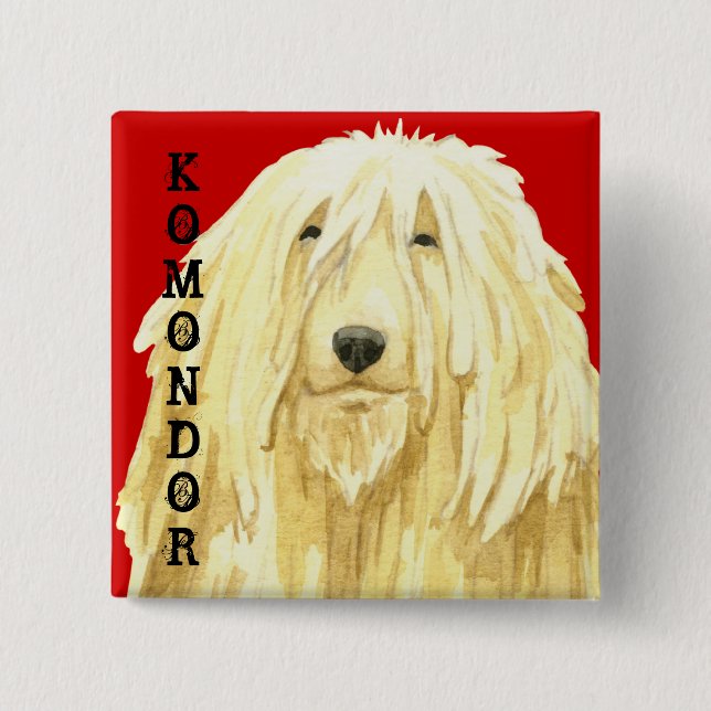 Komondor Färg Block Knapp (Framsida)