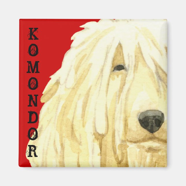 Komondor Färg Block Magnet (Framsidan)