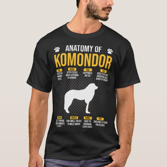 Komondor Hund anatomi T Shirt (Framsida)