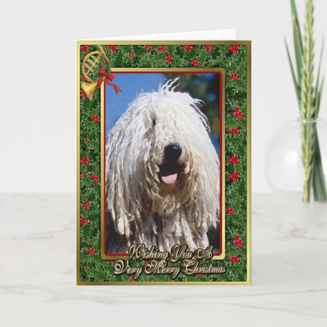Komondor Hund Blank julkort Helgkort (Framsida)