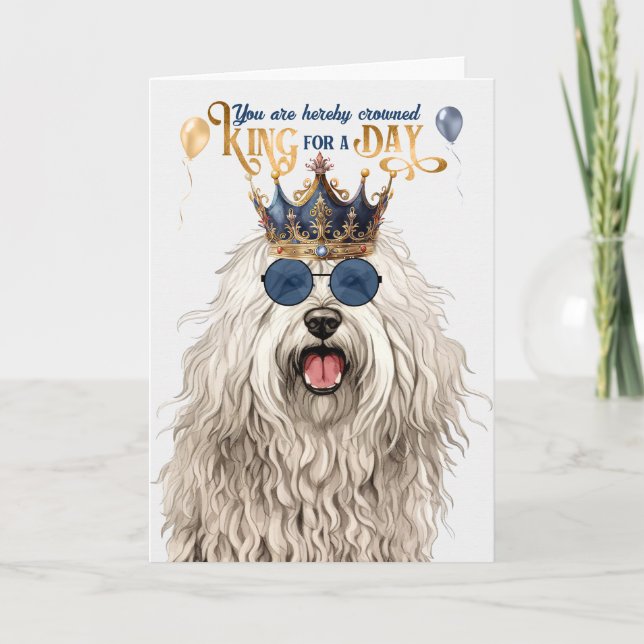 Komondor Hund Kung för en dag på födelsedagen Kort (Framsida)