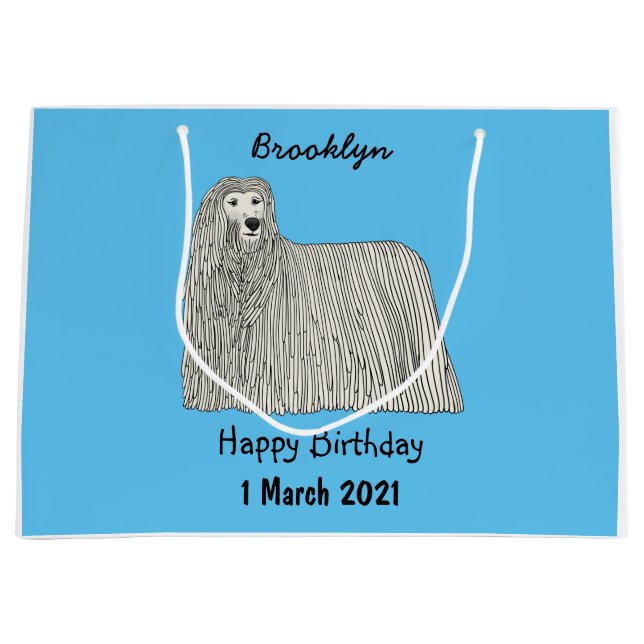 Komondor hund tecknad illustration (Framsidan)